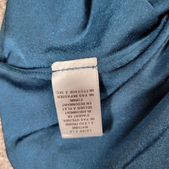 London Times Velvet Burn Out Dress Womens 8 Blue Cutout V Neck Band Collar Party - Picture 7 of 15